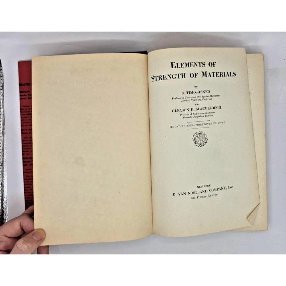 Elements of Strength of Materials‎ by Timoshenko and McCullough 1940's HC w/DJ